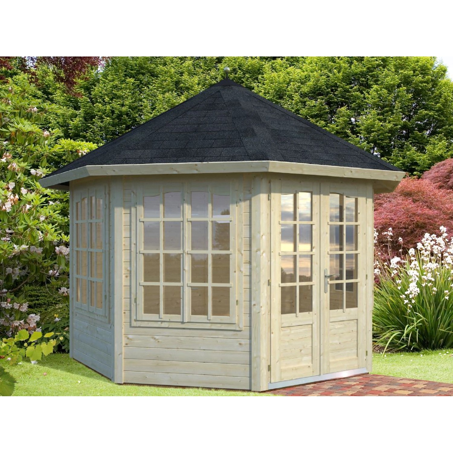 Palmako Holz-Pavillon Veronica 4 Natur unbehandelt 337 cm x 337 cm von Palmako