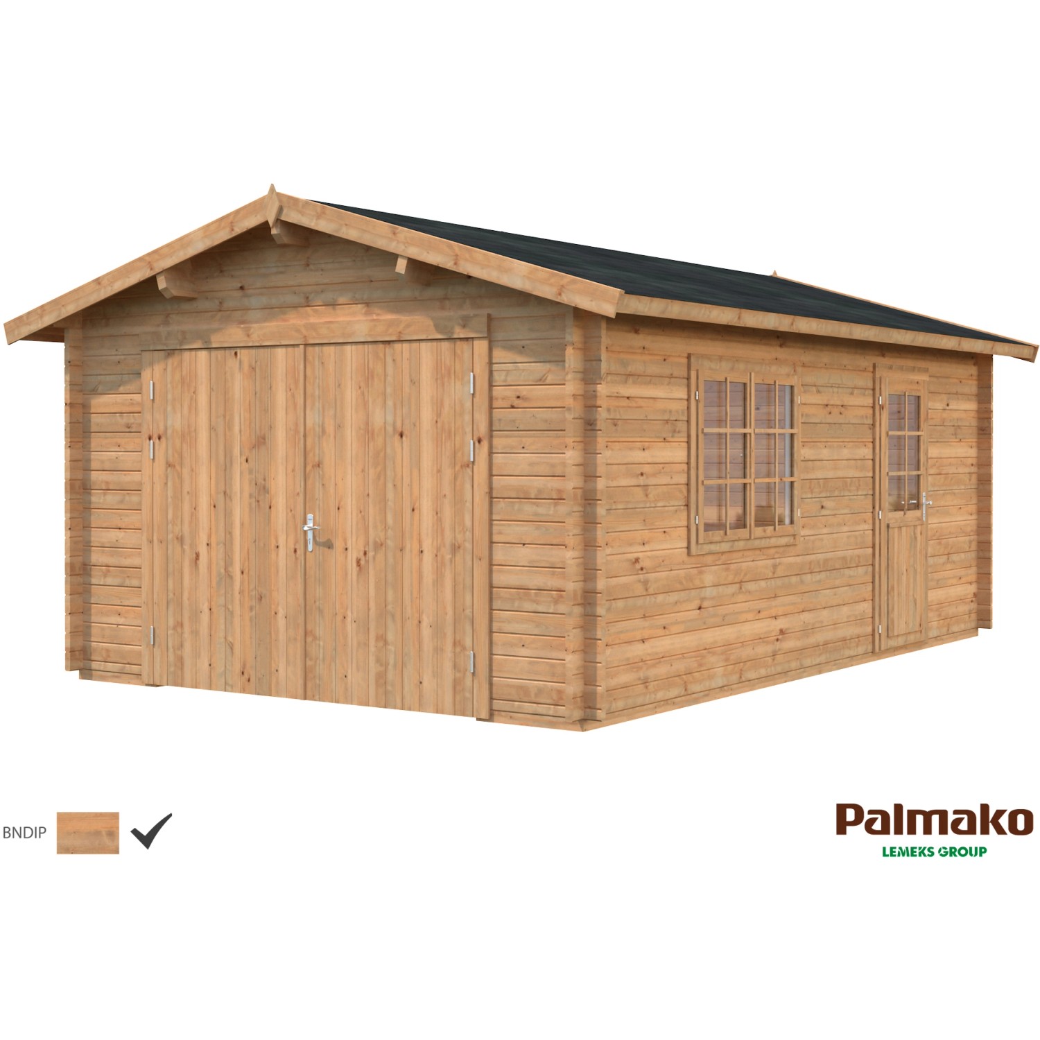 Palmako Holzgarage Roger mit Holztor Braun tauchgrundiert 360 cm x 550 cm von Palmako