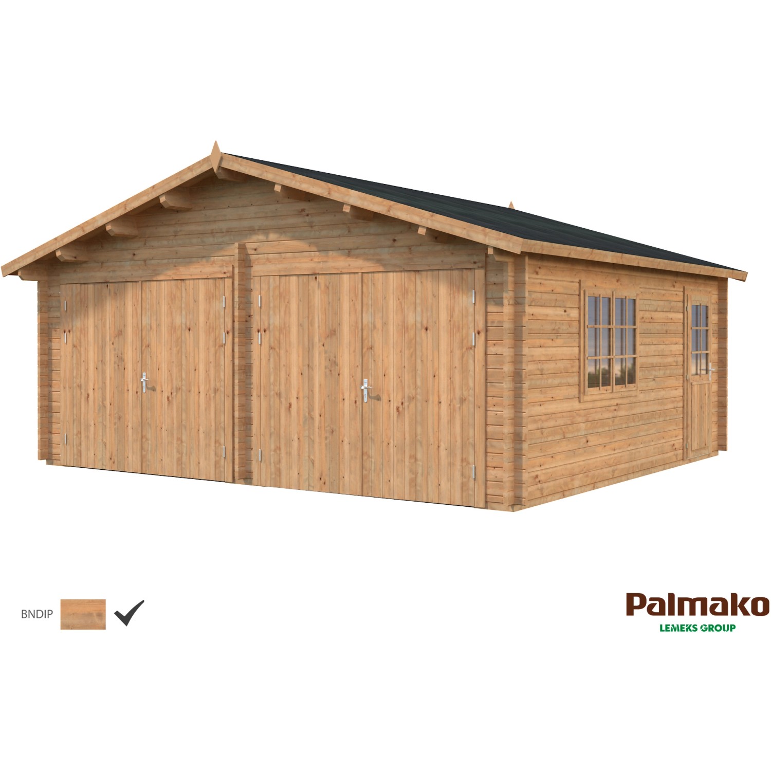 Palmako Holzgarage Roger mit Holztor Braun tauchgrundiert 575 cm x 510 cm von Palmako