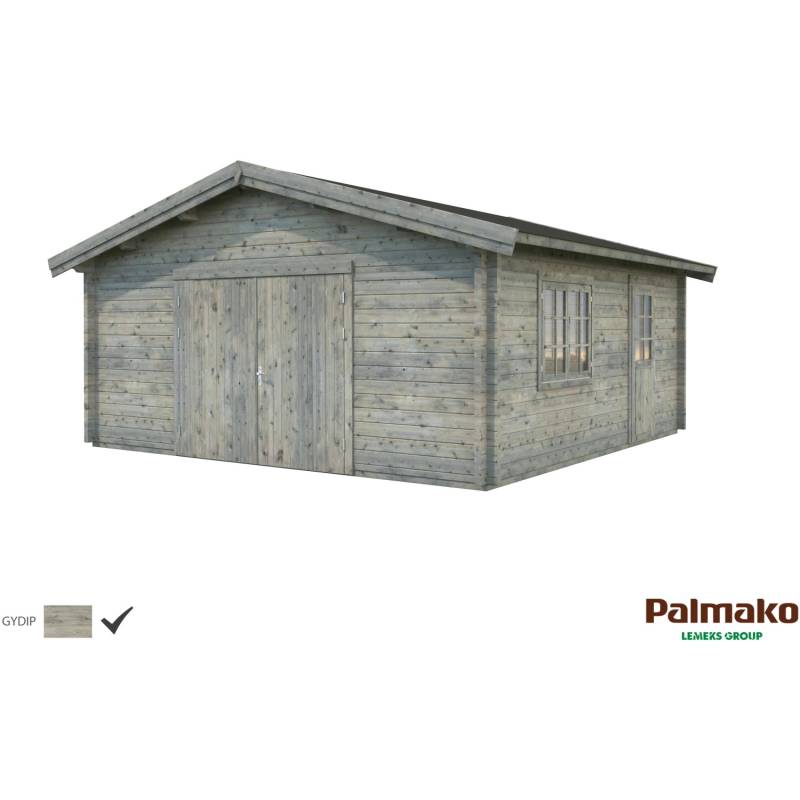 Palmako Holzgarage Roger mit Holztor Grau tauchgrundiert 540 cm x 540 cm von Palmako