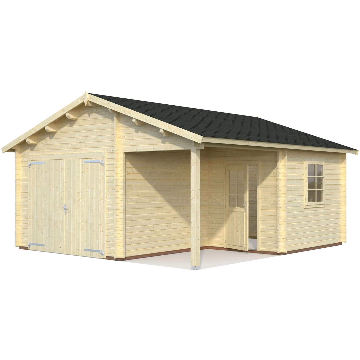 Palmako Holzgarage Roger mit Holztor Natur 510 cm x 550 cm von Palmako