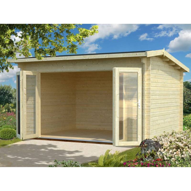 Palmako Ines Holz-Gartenhaus Hellbraun Tauchgrundiert 390 cm x 300 cm von Palmako