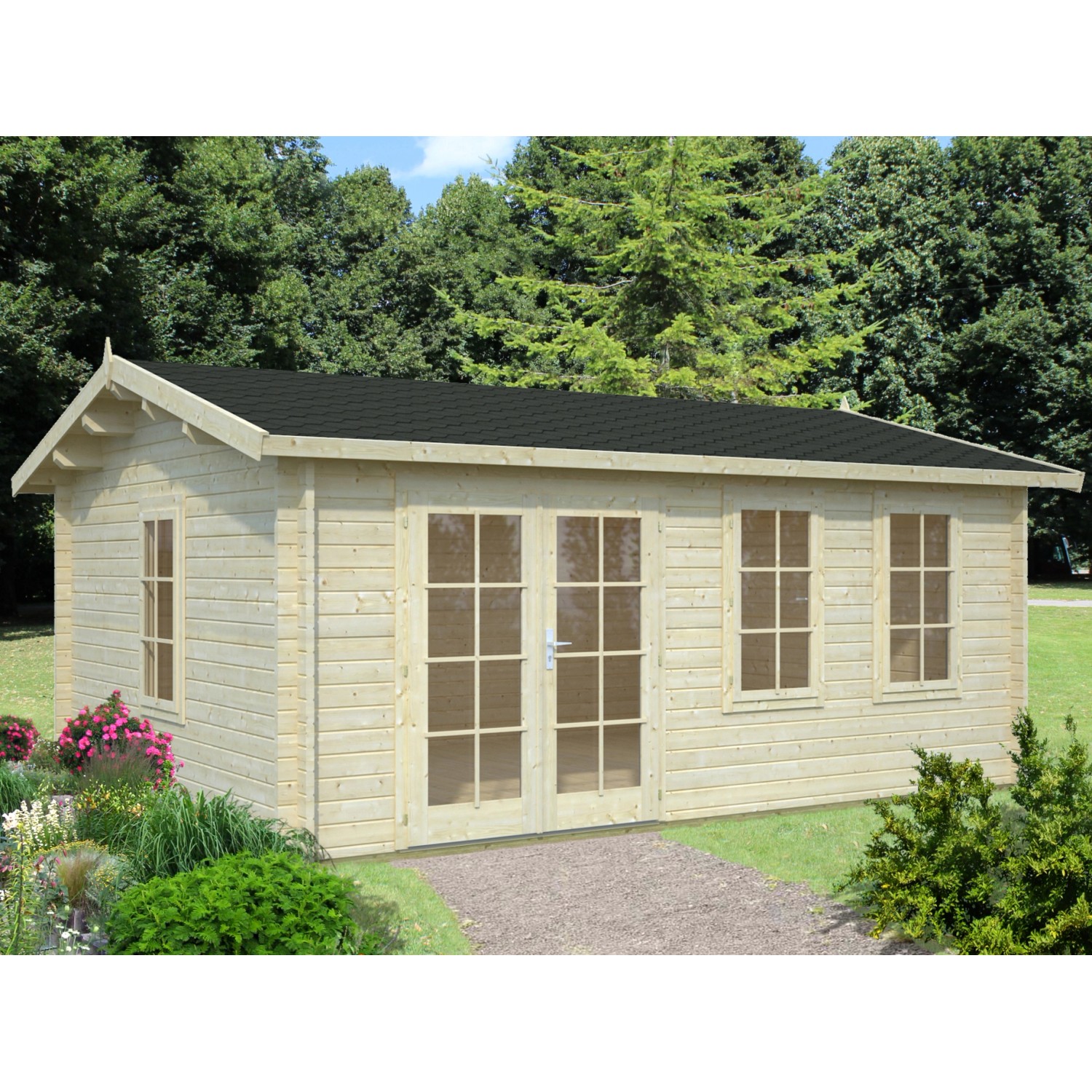 Palmako Iris Holz-Gartenhaus Natur Satteldach Tauchgrundiert 510 cm x 390 cm Palmako Iris Holz-Gartenhaus Natur Satteldach Tauchgrundiert 510 cm x 390 cm von Palmako