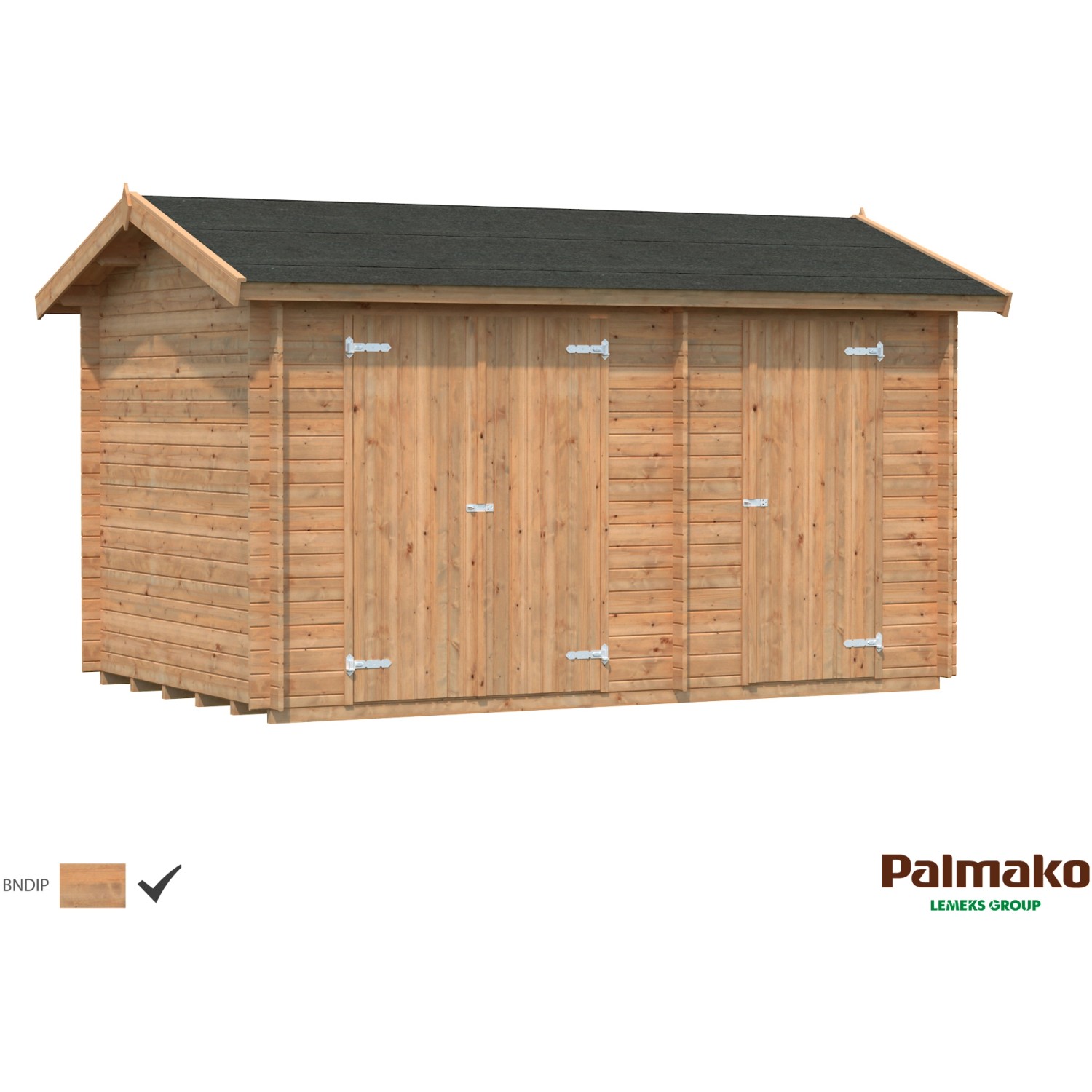 Palmako Jari Holz-Gartenhaus Braun Satteldach Tauchgrundiert 410 cm x 240 cm von Palmako