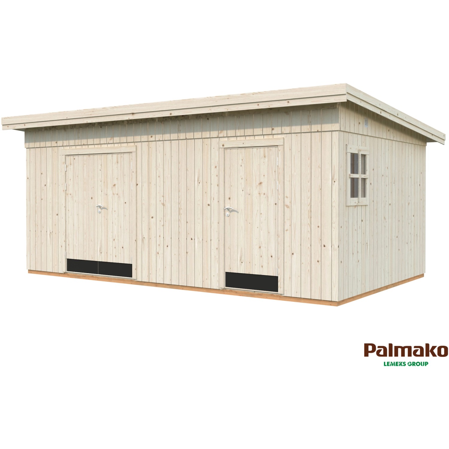 Palmako Kalle Holz-Gartenhaus Natur Pultdach Unbehandelt 561 cm x 330 cm von Palmako