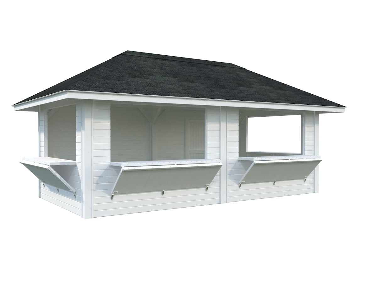 Palmako Kiosk Bianca 16,6 m² Set 112 - 28 mm weiß lackiert Palmako Kiosk Bianca 16,6 m² Set 112 - 28 mm weiß lackiert von Palmako