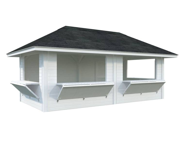 Palmako Kiosk Bianca 16,6 m² Set 112 - 28 mm weiß lackiert von Palmako