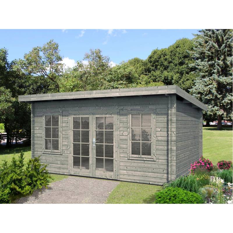Palmako Lisa Holz-Gartenhaus Grau Pultdach Tauchgrundiert 450 cm x 330 cm von Palmako