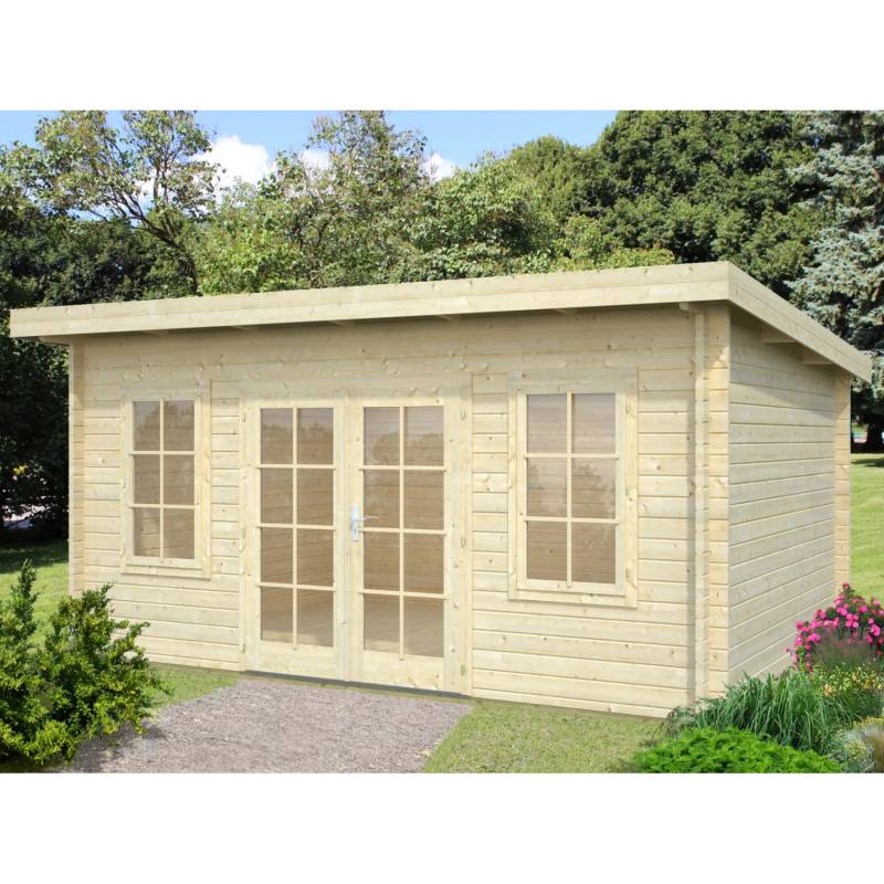 Palmako Lisa Holz-Gartenhaus Hellbraun Pultdach Tauchgrundiert 450 cm x 330 cm von Palmako