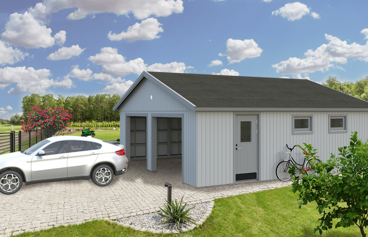 Palmako Nordic+ Gartenhaus/Garage Andre ohne Sektionaltor - 44,7 m² - 160 mm von Palmako