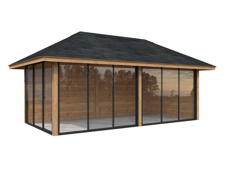 Palmako Pavillon Bianca 16,6 m² Set 202 Slide - 28 mm hellbraun tauchgrundiert von Palmako