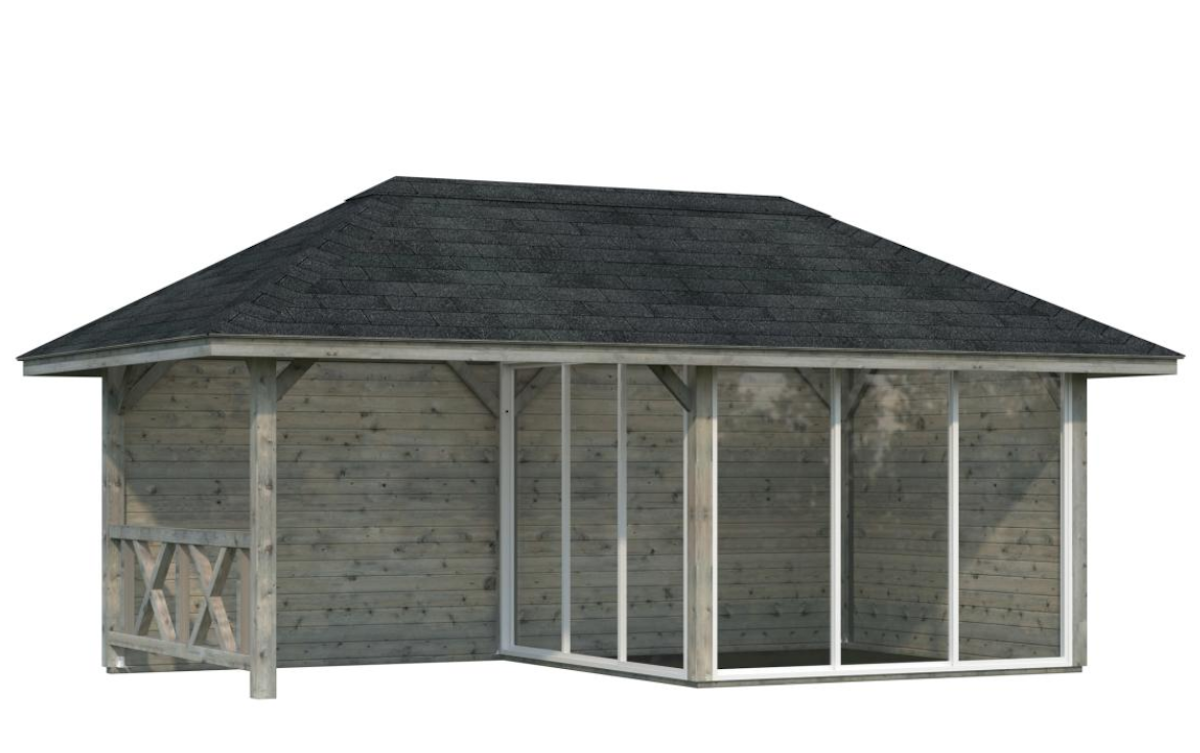 Palmako Pavillon Bianca 16,6 m² Set 4 Grau tauchimprägniert von Palmako