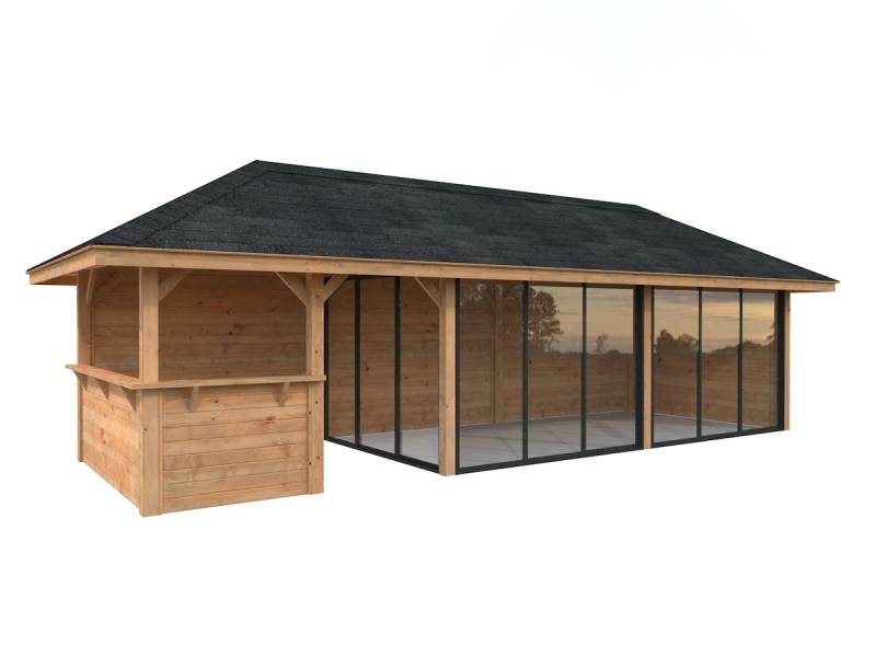 Palmako Pavillon Bianca 24,9 m² Set 219 Slide hellbraun tauchgrundiert von Palmako