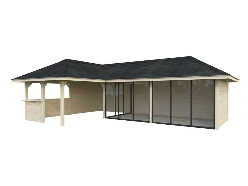 Palmako Pavillon Bianca 33,2 m² Set 220 Slide Transparent tauchgrundiert von Palmako