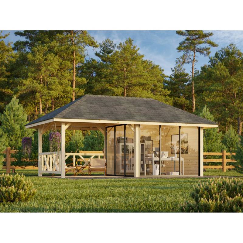 Palmako Pavillon Bianca Set 203 Slide 588 x 300 cm Lackiert Weiß FSC® von Palmako