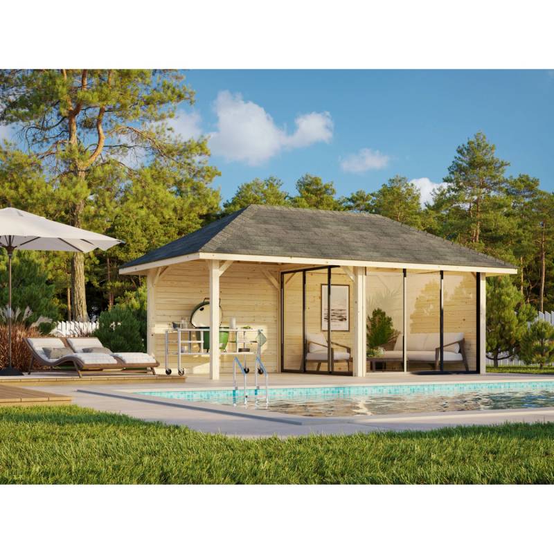 Palmako Pavillon Bianca Set 505 Slide Plus 588 x 300 cm Lackiert Weiß FSC® von Palmako