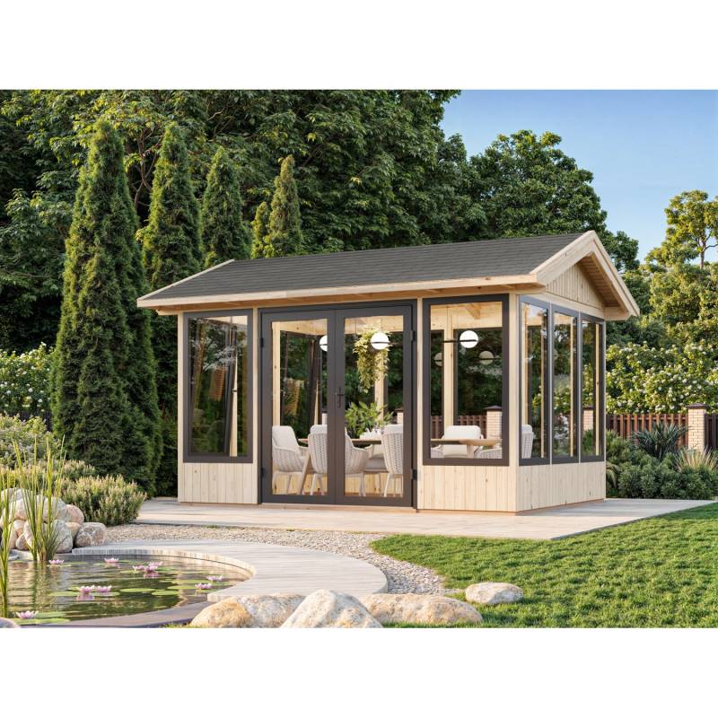 Palmako Pavillon Isabella 401 x 303 cm Tauchgrundiert Grau FSC® von Palmako