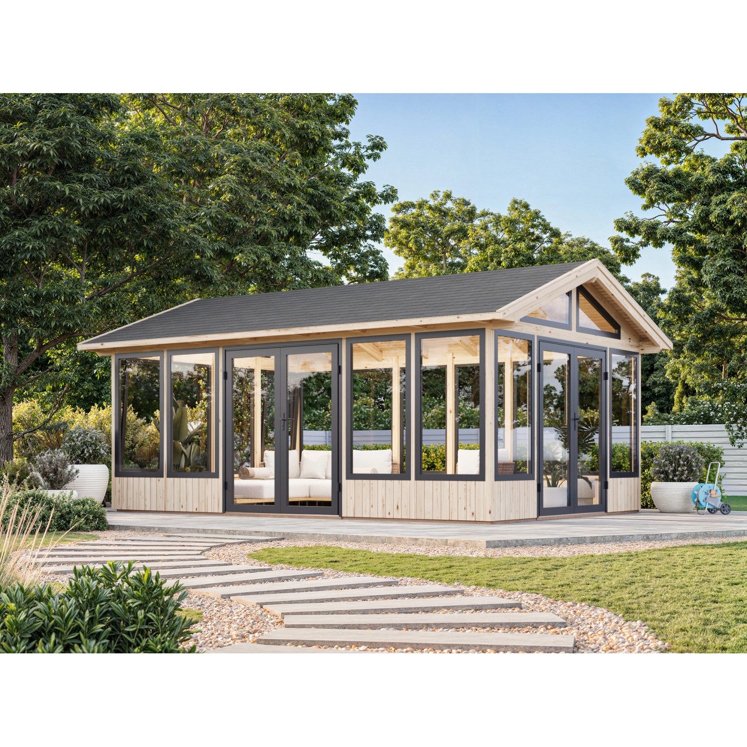 Palmako Pavillon Isabella 597 x 401 cm Tauchgrundiert Grau FSC® von Palmako