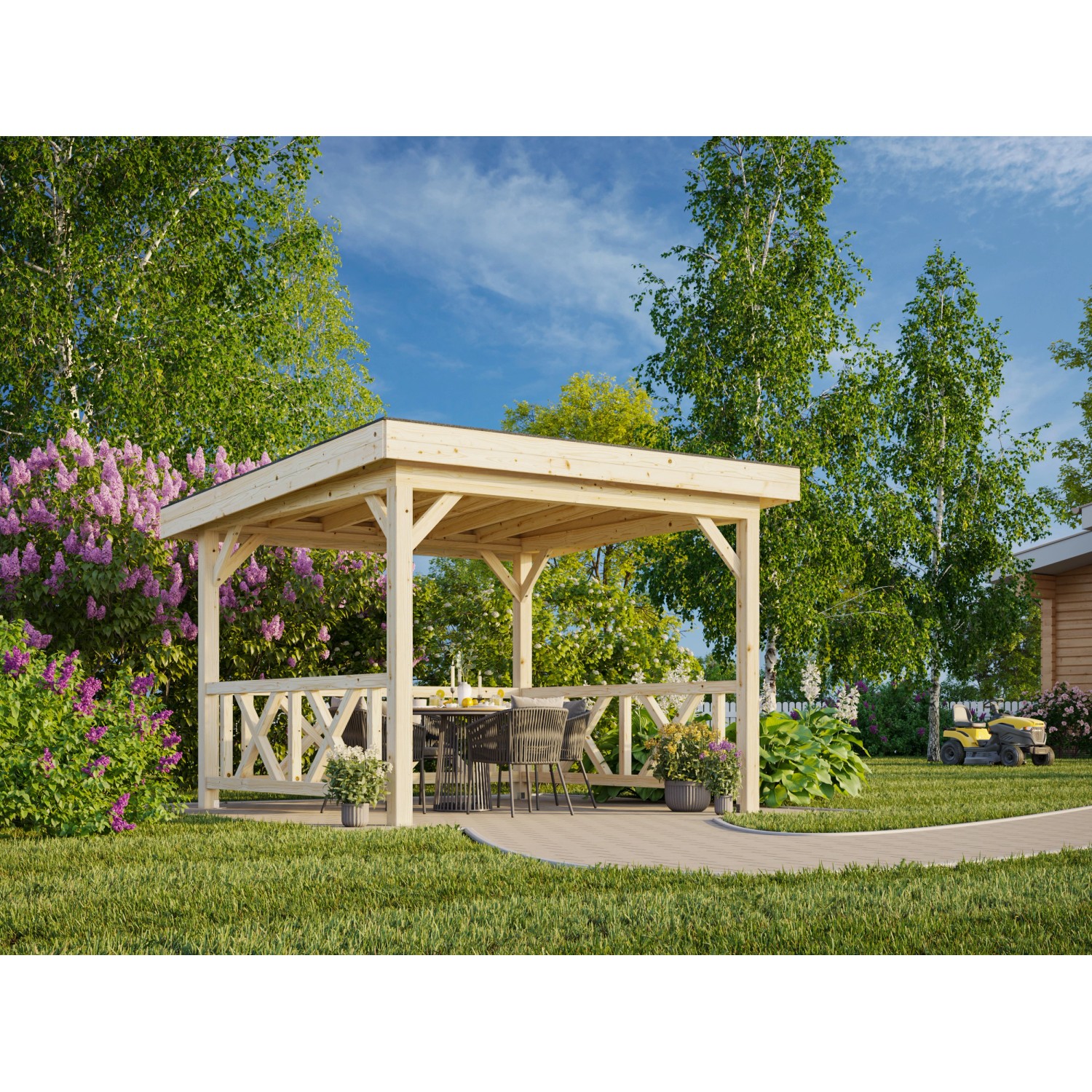 Palmako Pavillon Lenna Set 301 Transparent Tauchgrundiert 300 cm x 300 cm FSC® von Palmako