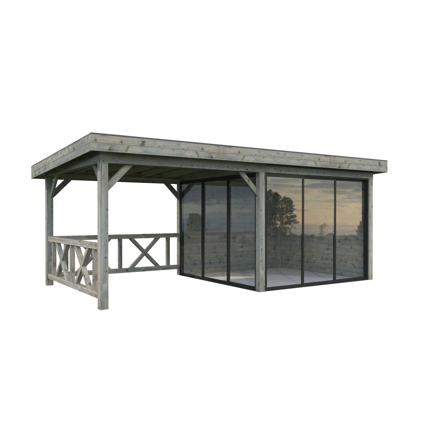 Palmako Pavillon Lenna Set 403 Slide Grau Tauchgrundiert 588 cm x 300 cm FSC® von Palmako