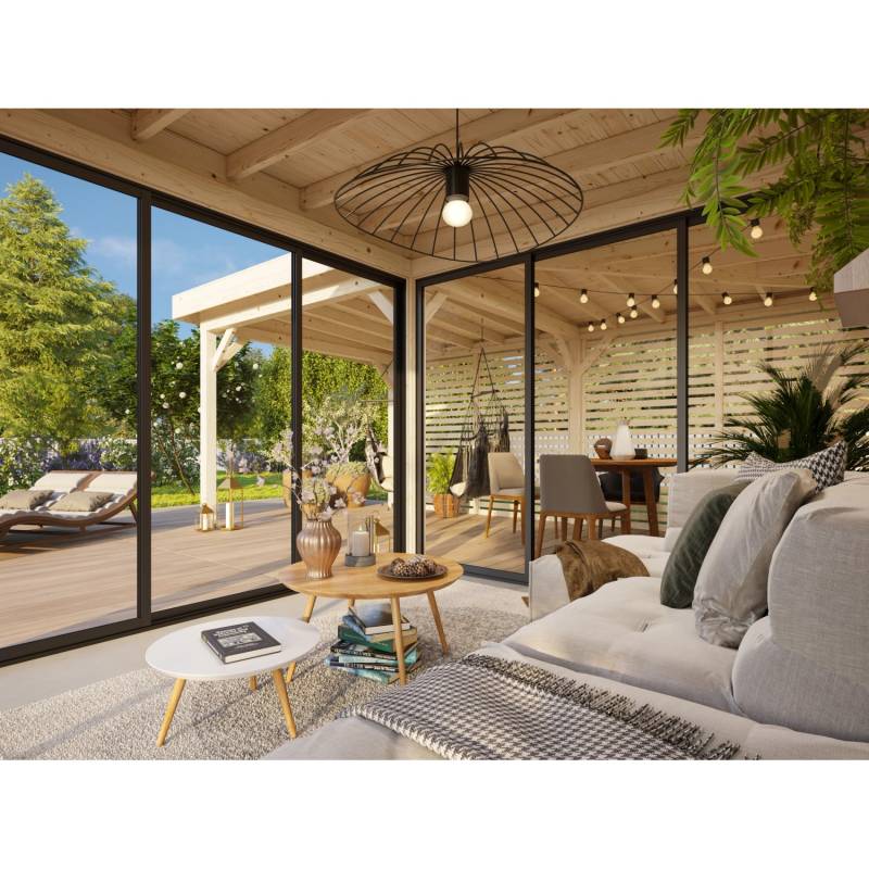 Palmako Pavillon Lenna Set 411 Slide 588 x 588 cm Lackiert Weiß FSC® von Palmako