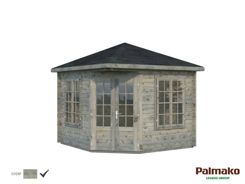 Palmako Pavillon Melanie 6,6 m² - 44 mm Grau tauchimprägniert von Palmako