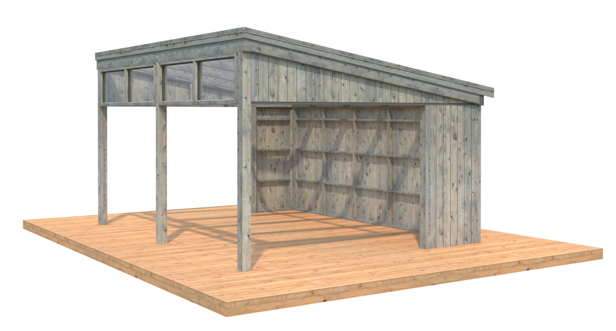 Palmako Pavillon Nova 17,8 m² Kit Grau tauchimprägniert von Palmako