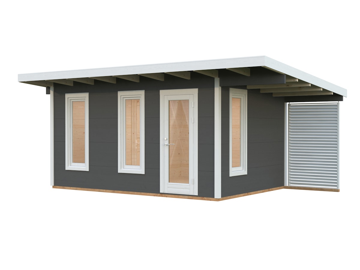 Palmako Premium Gartenhaus Grace 12,4 m² inkl. 4,1 m² Anbau - 56 mm dunkelgrau/weiß lackiert Palmako Premium Gartenhaus Grace 12,4 m² inkl. 4,1 m² Anbau - 56 mm dunkelgrau/weiß lackiert von Palmako