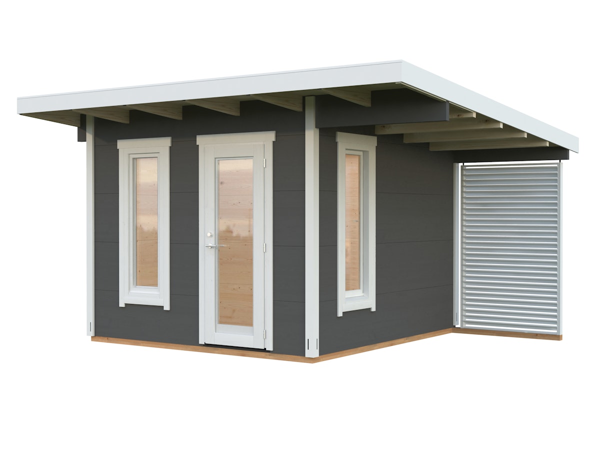 Palmako Premium Gartenhaus Grace 8,1 m² inkl. 4,1 m² Anbau - 56 mm dunkelgrau/weiß lackiert Palmako Premium Gartenhaus Grace 8,1 m² inkl. 4,1 m² Anbau - 56 mm dunkelgrau/weiß lackiert von Palmako