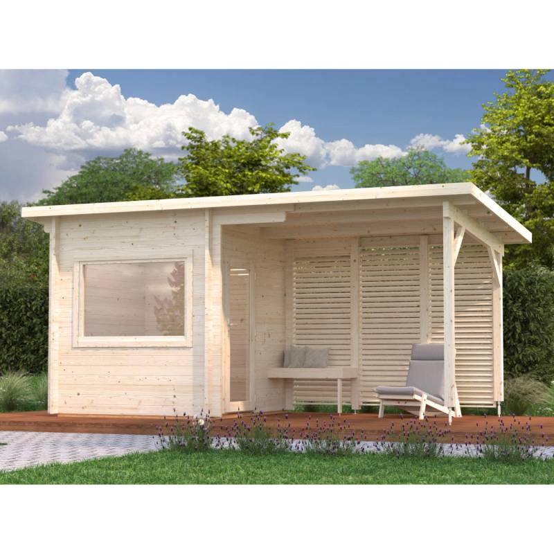 Palmako Sauna Sanna 490 x 210 cm Lackiert Grau-Anthrazit FSC® von Palmako