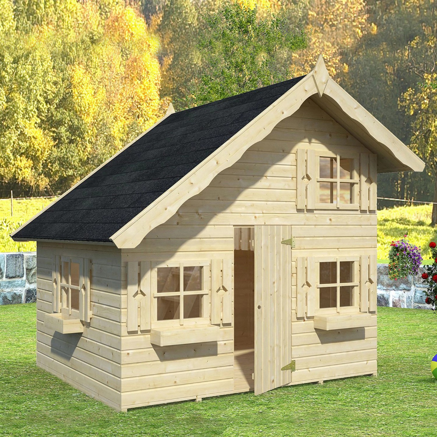 Palmako Spielhaus Tom Fichtenholz Natur 220 cm x 180 cm x 228 cm von Palmako