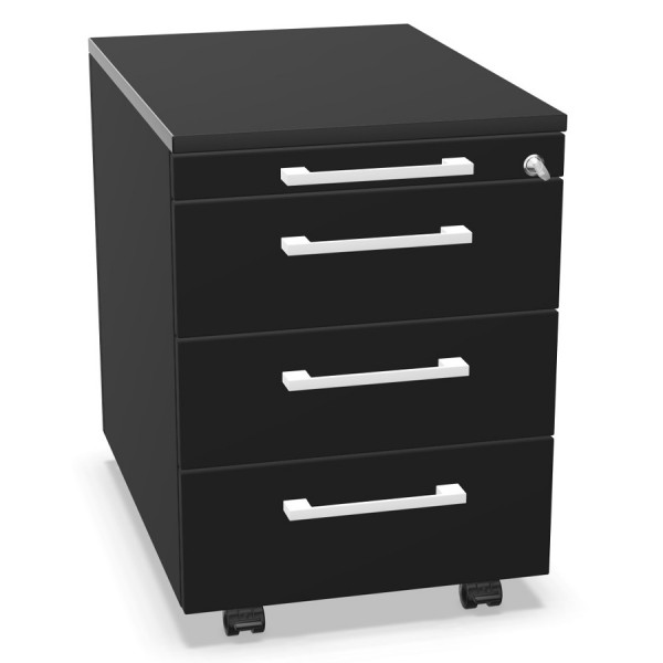 Palmberg Rollcontainer ORGA PLUS | 1-3-3-3 schwarz | mit weißen Griffen Palmberg Rollcontainer ORGA PLUS | 1-3-3-3 schwarz | mit weißen Griffen von Palmberg