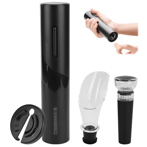 Weinflaschenöffner-Set, 4-in-1-Weinöffner-Set mit Folienschneider, Vakuum-Weinstopfen und Weinausgießer, Batteriebetriebener Automatischer Flaschenöffner, 24,2 x 9,2 x 5,5CM von Palmcee