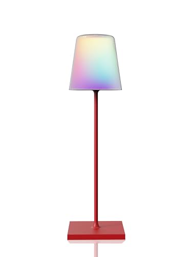 Palmina Wiederaufladbare Tischlampe, kabellose Tischlampe RGB Mehrfarbig dimmbar Touch für Restaurant Schlafzimmer Tischlampe Schreibtischlampe|Rot von Palmina