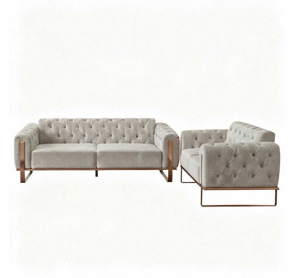 Palms-Store Sofa Liva in 4 Stoff- und 3 Fußfarben kombinierbar mit Knopfheftung, Spar-Set, 3-Sitzer mit Schlaffunktion Palms-Store Sofa Liva in 4 Stoff- und 3 Fußfarben kombinierbar mit Knopfheftung, Spar-Set, 3-Sitzer mit Schlaffunktion von Palms-Store