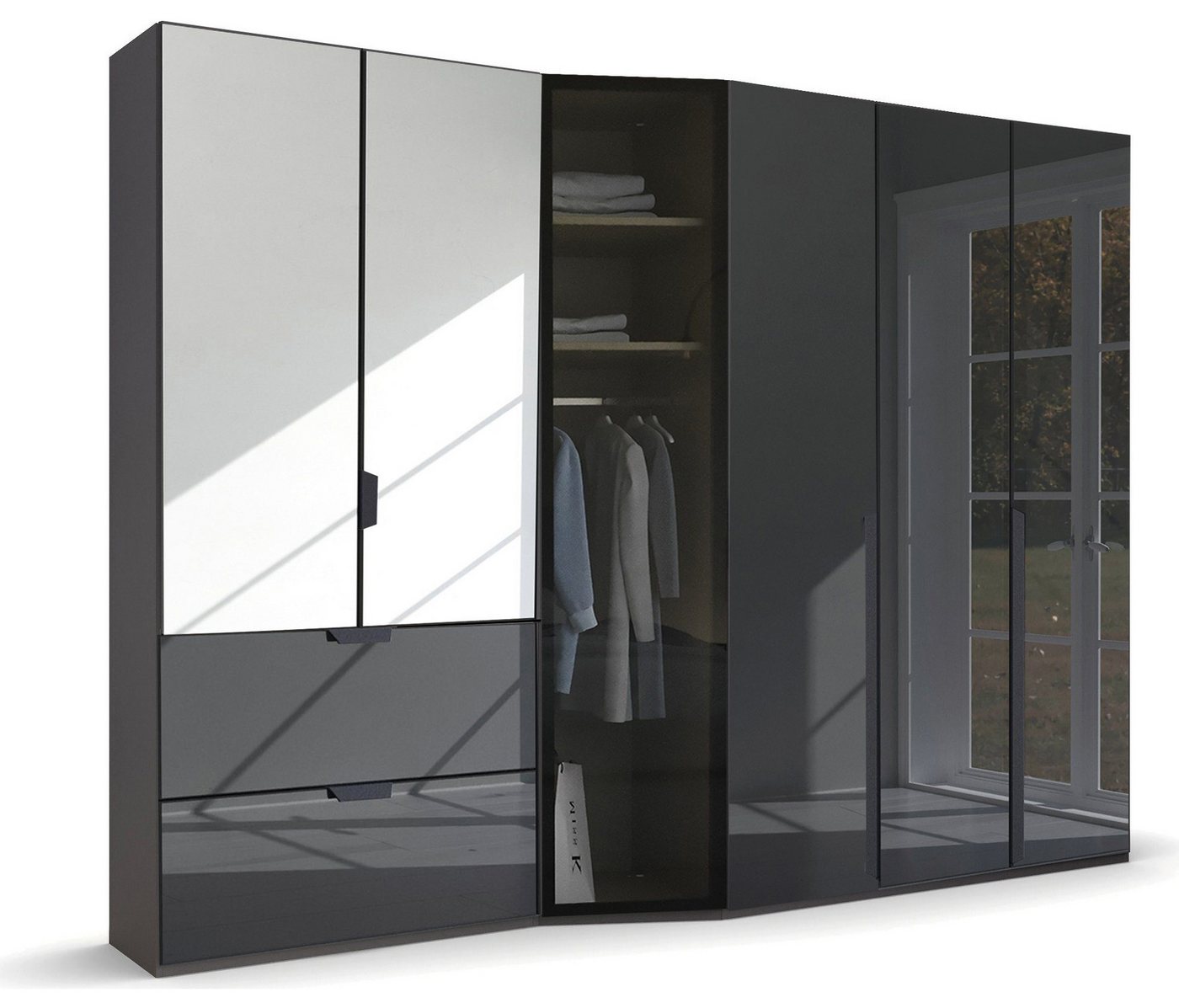 Palms-Store Kleiderschrank „Emel Concept“ 6-türig mit Spiegel, abgeschrägten Glasrahmen-Tür Maße ca.: Breite 300cm / Tiefe: 66cm / Tiefe: 56cm/ Höhe: 218cm Palms-Store Kleiderschrank „Emel Concept“ 6-türig mit Spiegel, abgeschrägten Glasrahmen-Tür Maße ca.: Breite 300cm / Tiefe: 66cm / Tiefe: 56cm/ Höhe: 218cm von Palms-Store