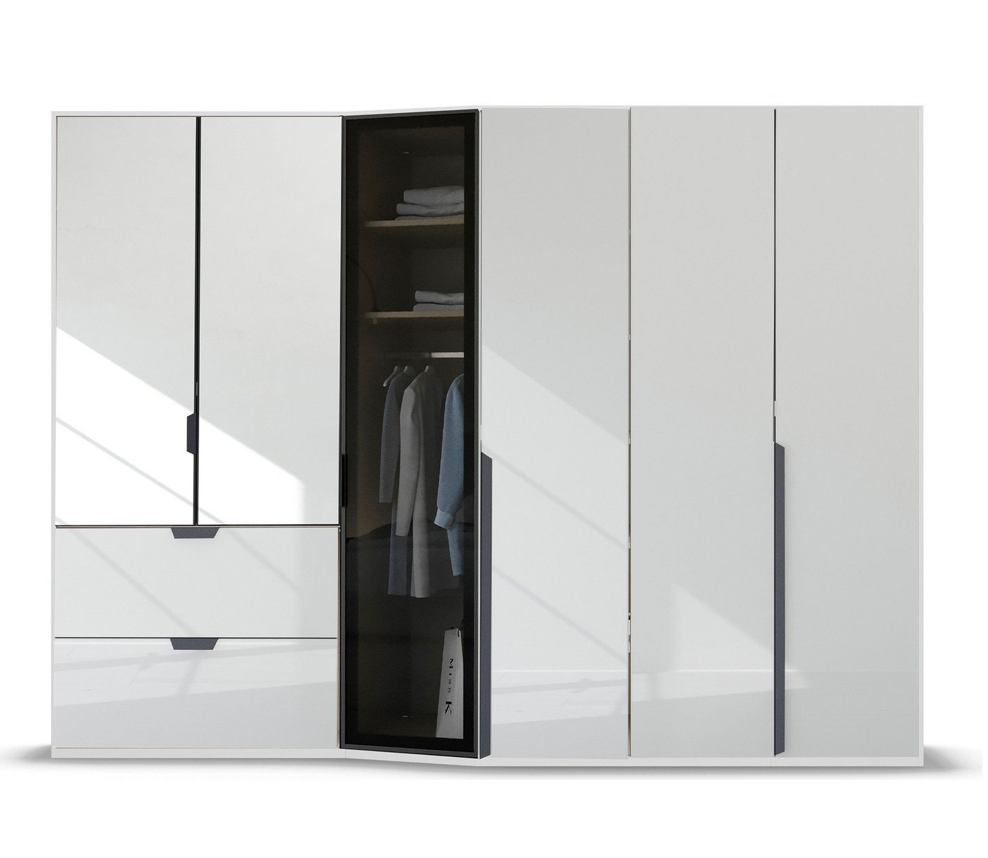 Palms-Store Kleiderschrank „Emel Concept“ 6-türig mit Spiegel, abgeschrägten Glasrahmen-Tür Maße ca.: Breite 300cm / Tiefe: 66cm / Tiefe: 56cm/ Höhe: 218cm Palms-Store Kleiderschrank „Emel Concept“ 6-türig mit Spiegel, abgeschrägten Glasrahmen-Tür Maße ca.: Breite 300cm / Tiefe: 66cm / Tiefe: 56cm/ Höhe: 218cm von Palms-Store