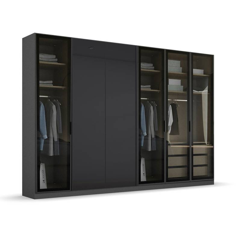 Palms-Store Kleiderschrank Drehtürenschrank Bright 6-Türig mit transparentem Grauglas Maße ca.: B300 x H218 x T62cm Palms-Store Kleiderschrank Drehtürenschrank Bright 6-Türig mit transparentem Grauglas Maße ca.: B300 x H218 x T62cm von Palms-Store