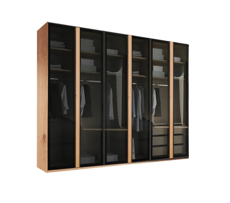Palms-Store Kleiderschrank Drehtürenschrank Monaco mit transparentem Grauglas Maße ca.: B300 x H218 x T62cm von Palms-Store