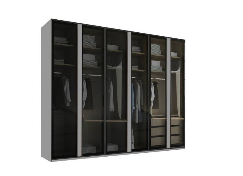 Palms-Store Kleiderschrank Drehtürenschrank Monaco mit transparentem Grauglas Maße ca.: B300 x H218 x T62cm von Palms-Store