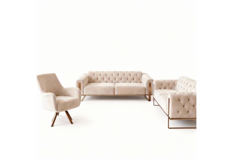 Palms-Store Sofa Liva in 4 Stoff- und 3 Fußfarben kombinierbar mit Knopfheftung, Spar-Set, 3-Sitzer mit Schlaffunktion Palms-Store Sofa Liva in 4 Stoff- und 3 Fußfarben kombinierbar mit Knopfheftung, Spar-Set, 3-Sitzer mit Schlaffunktion von Palms-Store