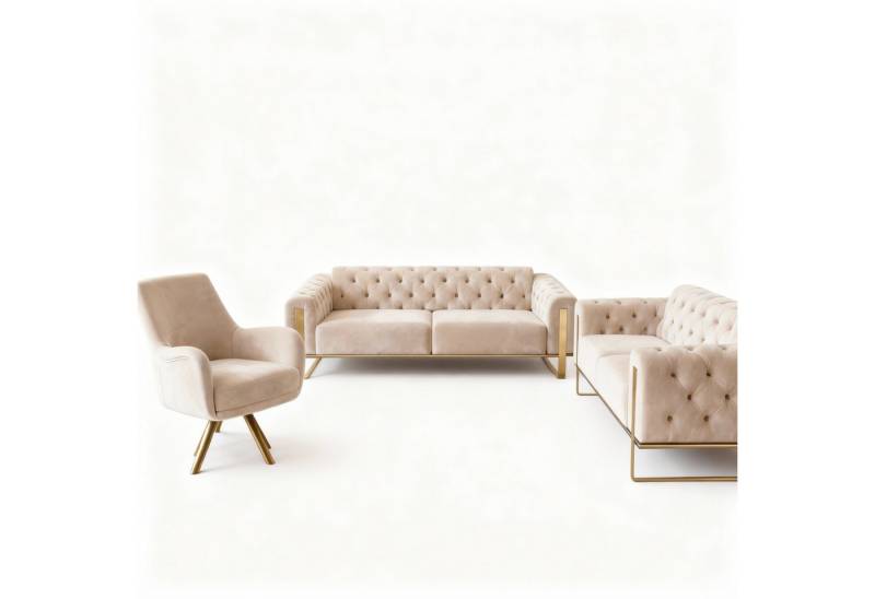 Palms-Store Sofa Liva in 4 Stoff- und 3 Fußfarben kombinierbar mit Knopfheftung, Spar-Set, 3-Sitzer mit Schlaffunktion Palms-Store Sofa Liva in 4 Stoff- und 3 Fußfarben kombinierbar mit Knopfheftung, Spar-Set, 3-Sitzer mit Schlaffunktion von Palms-Store