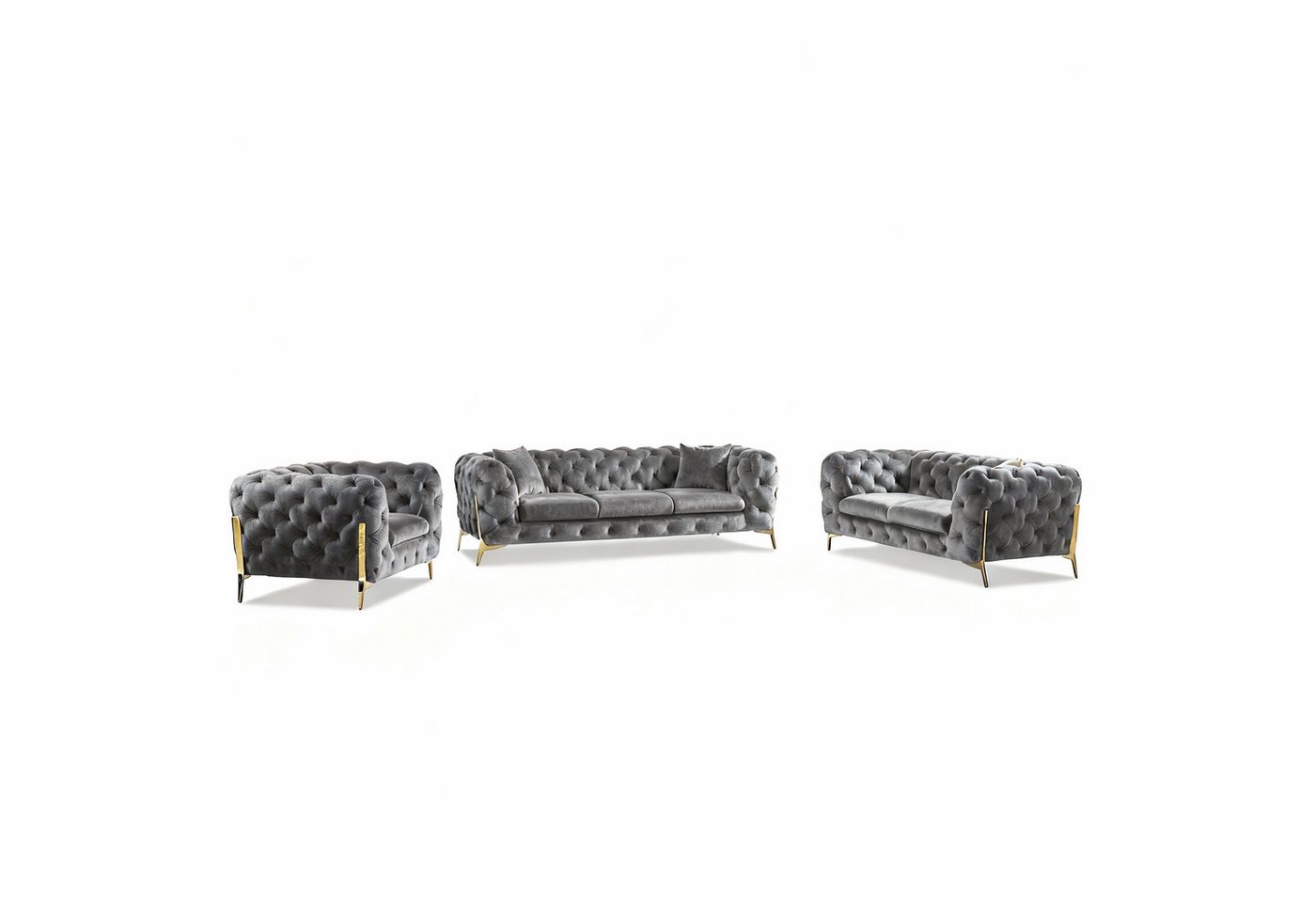 Palms-Store Sofa Monaco, zeitlose Eleganz mit edler Knopfheftung in luxuriösem Samt, Spar-Set, 3-Sitzer + 2-Sitzer + Sessel / 7 Farbvarianten verfügbar Palms-Store Sofa Monaco, zeitlose Eleganz mit edler Knopfheftung in luxuriösem Samt, Spar-Set, 3-Sitzer + 2-Sitzer + Sessel / 7 Farbvarianten verfügbar von Palms-Store