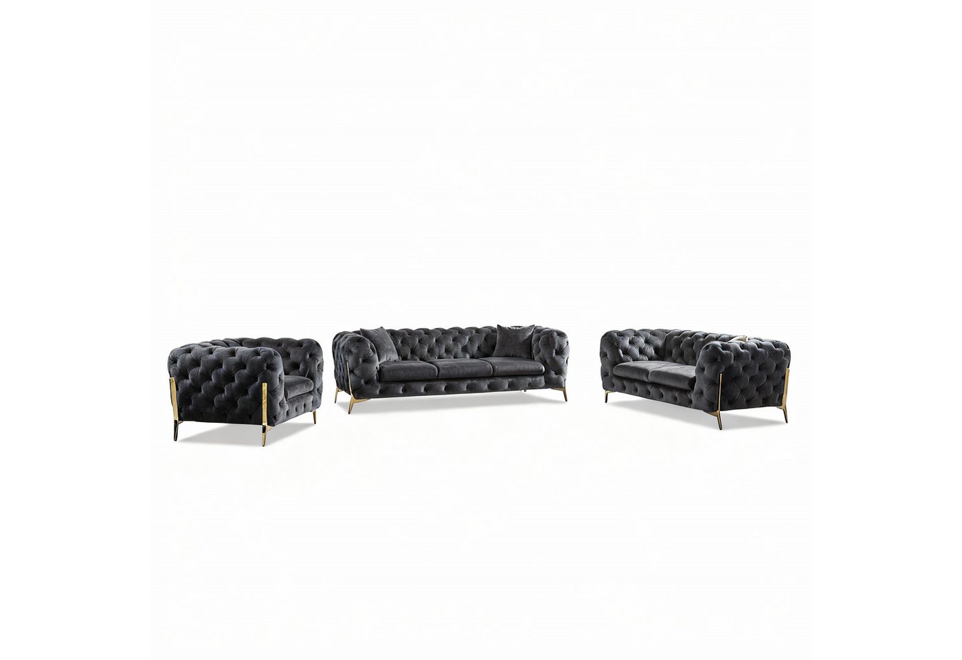 Palms-Store Sofa Monaco, zeitlose Eleganz mit edler Knopfheftung in luxuriösem Samt, Spar-Set, 3-Sitzer + 2-Sitzer + Sessel / 7 Farbvarianten verfügbar Palms-Store Sofa Monaco, zeitlose Eleganz mit edler Knopfheftung in luxuriösem Samt, Spar-Set, 3-Sitzer + 2-Sitzer + Sessel / 7 Farbvarianten verfügbar von Palms-Store