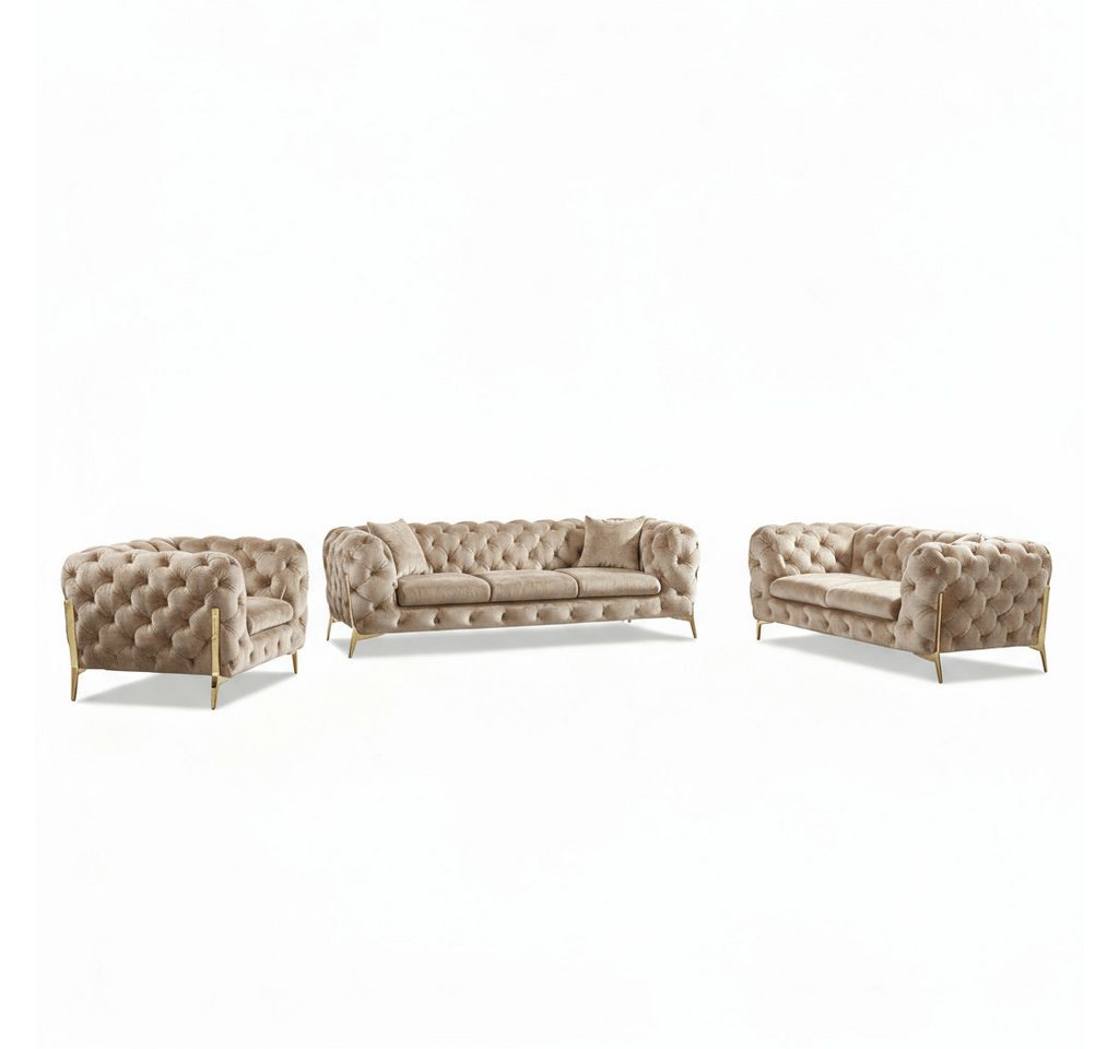 Palms-Store Sofa Monaco, zeitlose Eleganz mit edler Knopfheftung in luxuriösem Samt, Spar-Set, 3-Sitzer + 2-Sitzer + Sessel / 7 Farbvarianten verfügbar Palms-Store Sofa Monaco, zeitlose Eleganz mit edler Knopfheftung in luxuriösem Samt, Spar-Set, 3-Sitzer + 2-Sitzer + Sessel / 7 Farbvarianten verfügbar von Palms-Store