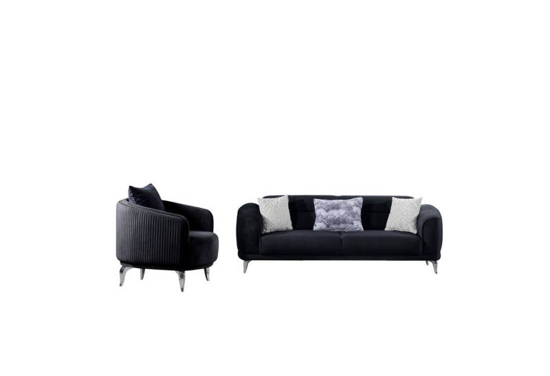 Palms-Store Sofa Neapel mit in versch. Samtstoff-Farben & Sitzvarianten, Spar-Set, 3-Sitzer mit praktischer Bettfunktion von Palms-Store