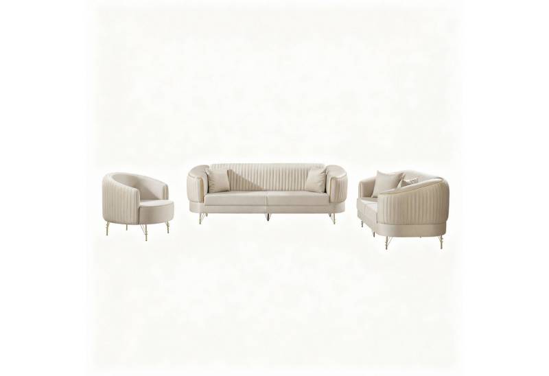 Palms-Store Sofa Set DOHA, zeitlose Eleganz mit edler in luxuriösem Samt, 3-Sitzer + 2-Sitzer + Sessel I 3-Sitzer mit Schlaffunktion von Palms-Store