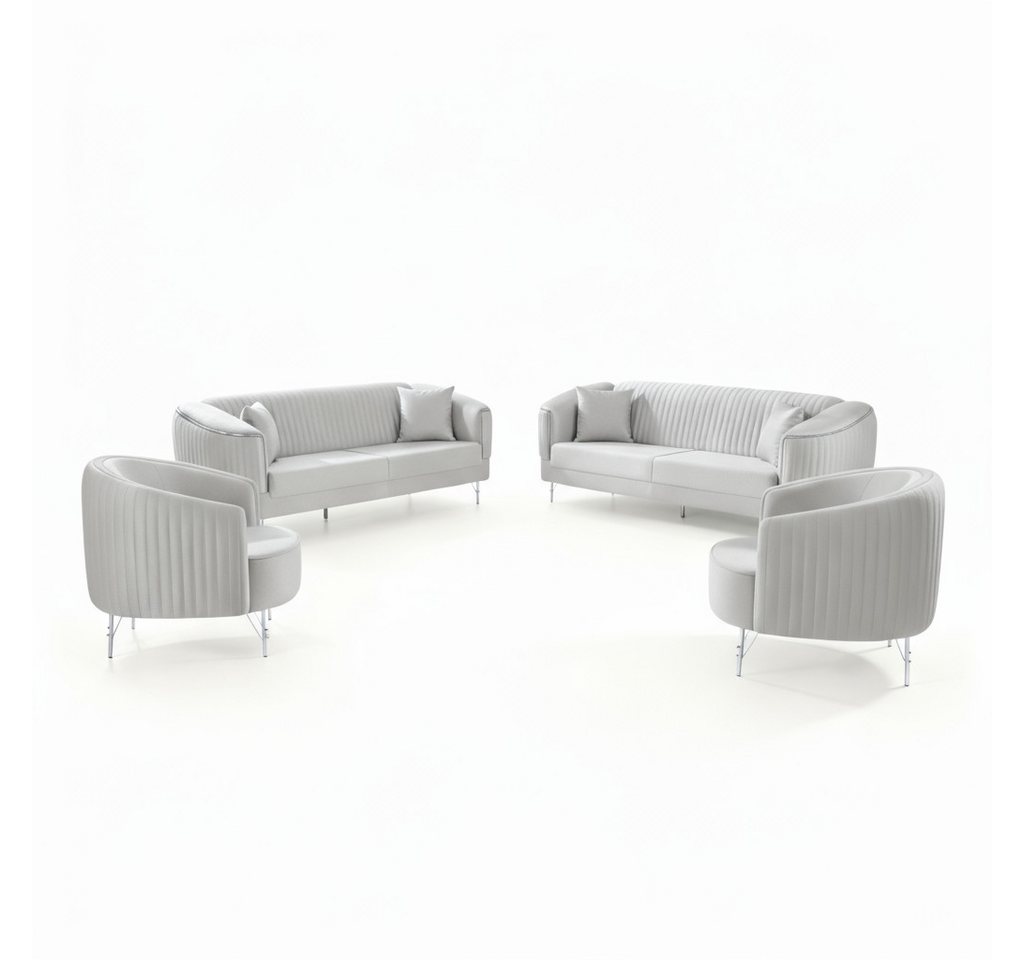 Palms-Store Sofa Set DOHA, zeitlose Eleganz mit edler in luxuriösem Samt, 3-Sitzer + 2-Sitzer + Sessel I 3-Sitzer mit Schlaffunktion von Palms-Store