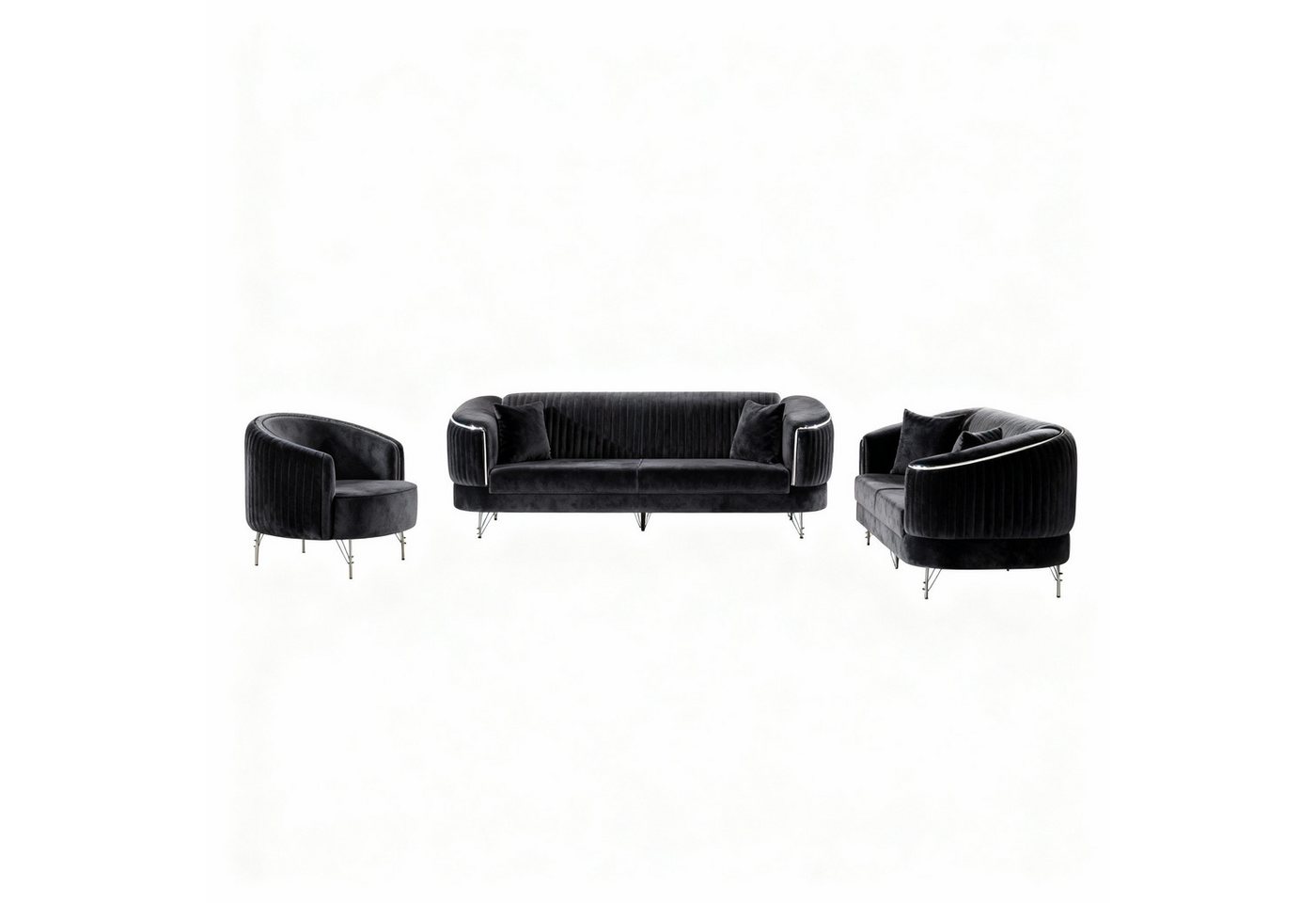 Palms-Store Sofa Set DOHA, zeitlose Eleganz mit edler in luxuriösem Samt, 3-Sitzer + 2-Sitzer + Sessel I 3-Sitzer mit Schlaffunktion von Palms-Store
