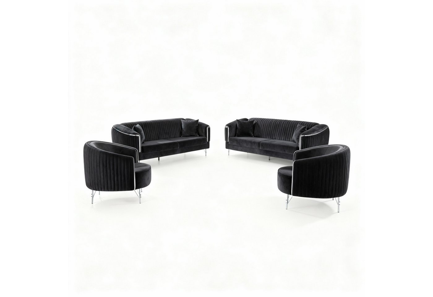 Palms-Store Sofa Set DOHA, zeitlose Eleganz mit edler in luxuriösem Samt, 3-Sitzer + 2-Sitzer + Sessel I 3-Sitzer mit Schlaffunktion von Palms-Store